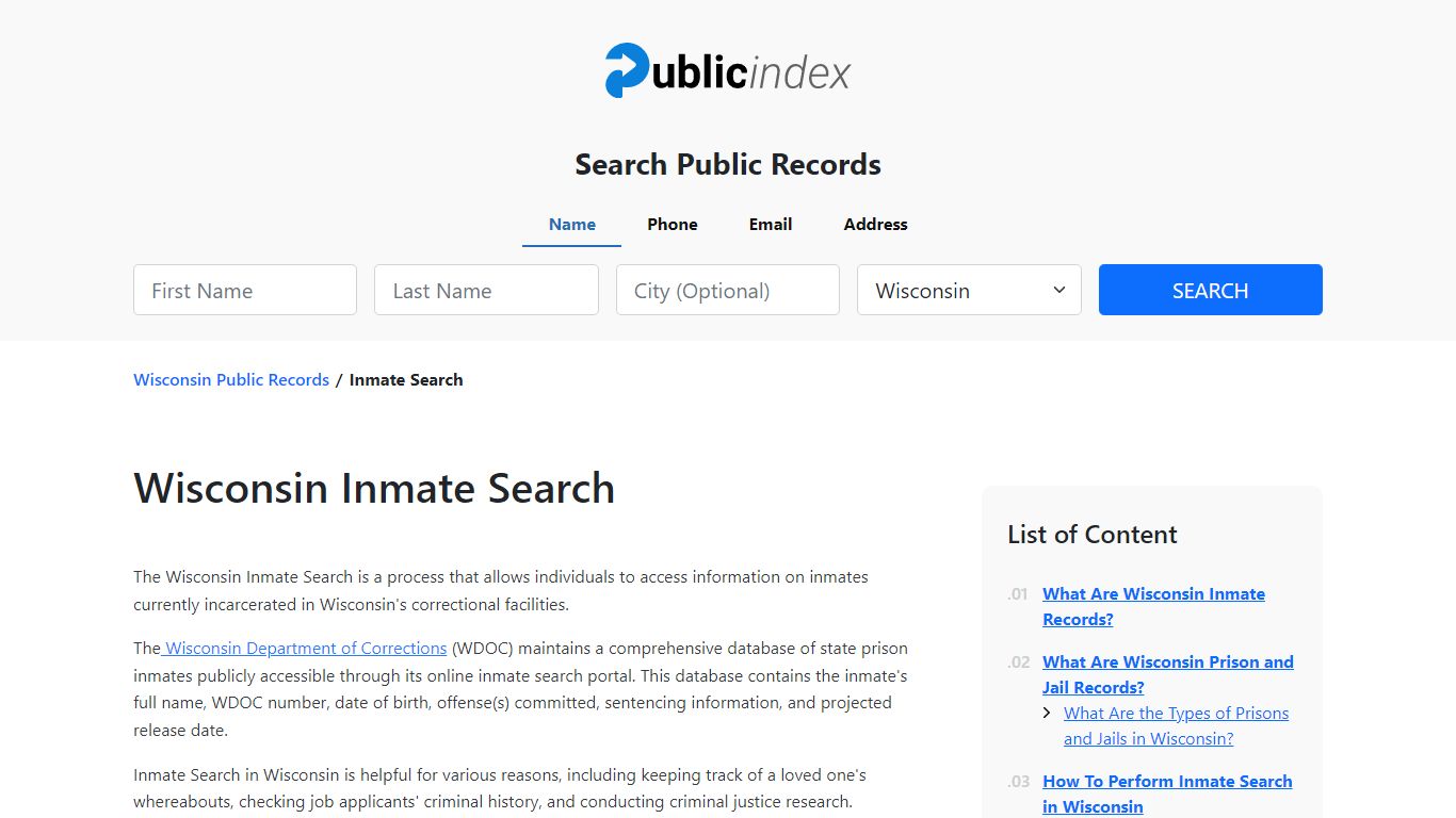Wisconsin Inmate Search and Jail Records