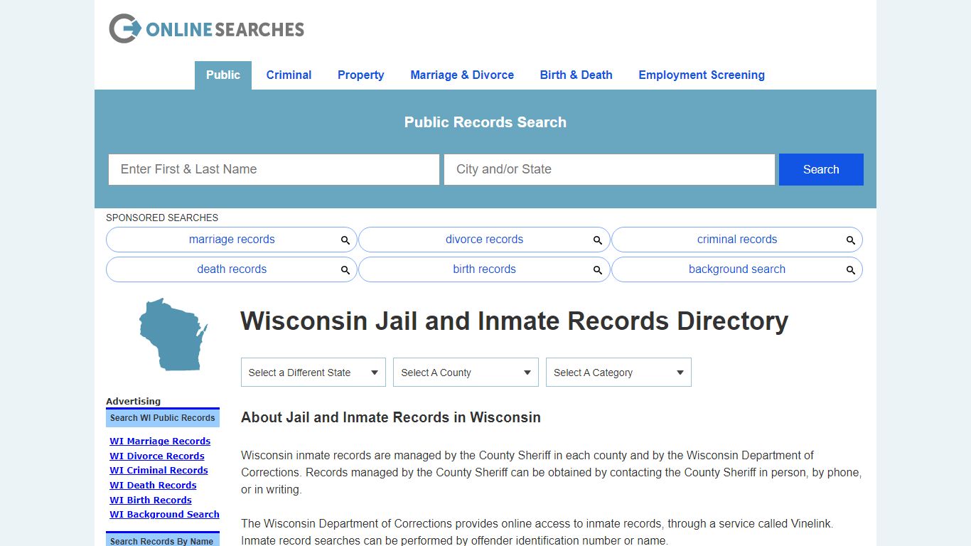 Wisconsin Jail and Inmate Records Search Directory - OnlineSearches.com